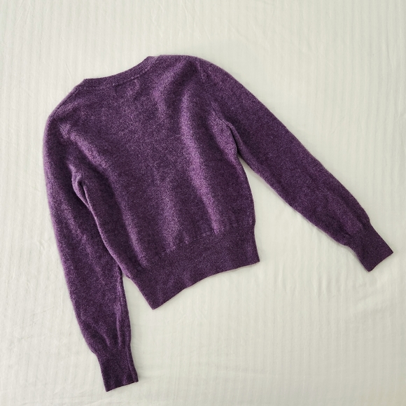 *SOLD* NAADAM Cropped Cashmere Crew Pullover Sweater in Heathered Purple - Picture 2 of 4